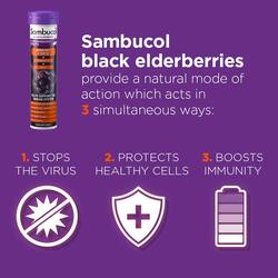 Sambucol vitamin c effervescent tablets, Zinc, Black Elderberry - 15 Tablets